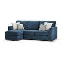 Eastley Left Hand Chaise Sofa in Limoge Prussian Blue Fabric with Silver Scatters