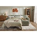 Eastley Right Hand Chaise Sofa Bed with Storage in Limoge Green Fabric with Beige Scatters