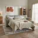 Eastley Right Hand Chaise Sofa Bed with Storage in Limoge Green Fabric with Beige Scatters