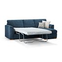 Eastley Right Hand Chaise Sofa Bed with Storage in Limoge Prussian Blue Fabric with Silver Scatters