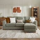 Eastley Right Hand Chaise Sofa in Limoge Green Fabric with Beige Scatters