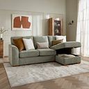 Eastley Right Hand Chaise Sofa with Storage in Limoge Green Fabric with Beige Scatters