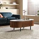 Elba Solid Acacia and Italian Marble Storage Coffee Table