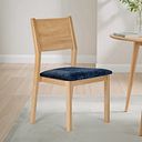 Ellison Oak Chair with Brooklyn Hummingbird Blue Crushed Chenille Seat