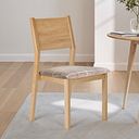 Ellison Oak Chair with Checked Beige Fabric Seat