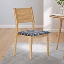 Ellison Oak Chair with Checked Slate Grey Fabric Seat