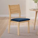 Ellison Oak Chair with Heritage Royal Blue Velvet Seat