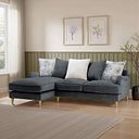 Eloise Left Hand Chaise Pillow Back Sofa in Marlan Nero Fabric