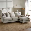 Eloise Right Hand Chaise Pillow Back Sofa in Marlan Natural Fabric