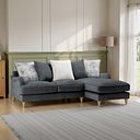 Eloise Right Hand Chaise Pillow Back Sofa in Marlan Nero Fabric