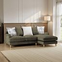 Eloise Right Hand Chaise Pillow Back Sofa in Marlan Olive Green Fabric