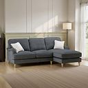 Eloise Right Hand Chaise Sofa in Marlan Nero Fabric