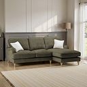 Eloise Right Hand Chaise Sofa in Marlan Olive Green Fabric