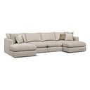 Elston Modular 4 Seater U-Shape Chaise Sofa in Penny Dove Fabric - Group 17
