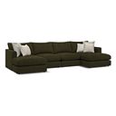 Elston Modular 4 Seater U-Shape Chaise Sofa in Penny Forest Fabric - Group 17
