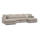Elston Modular 4 Seater U-Shape Chaise Sofa in Penny Mid Grey Fabric - Group 17