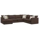 Elston Modular 6 Seater Left Hand Corner Sofa with Chaise in Penny Cacao Fabric - Group 18