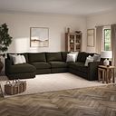 Elston Modular 6 Seater Left Hand Corner Sofa with Chaise in Penny Forest Fabric - Group 18