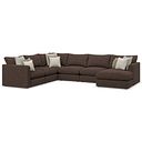 Elston Modular 6 Seater Right Hand Corner Sofa with Chaise in Penny Cacao Fabric - Group 19