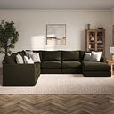 Elston Modular 6 Seater Right Hand Corner Sofa with Chaise in Penny Forest Fabric - Group 19
