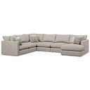 Elston Modular 6 Seater Right Hand Corner Sofa with Chaise in Penny Mid Grey Fabric - Group 19