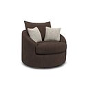 Elston Swivel Cuddler Chair in Penny Cacao Fabric