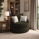 Elston Swivel Cuddler Chair in Penny Forest Fabric