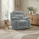 Emerson Electric Recliner Armchair in Plush Silver Fabric