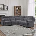 Emerson Large Corner Electric Recliner Sofa in Luxe Charcoal Fabric