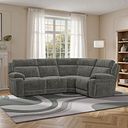 Emerson Left Hand Corner Electric Recliner Sofa in Plush Charcoal Fabric