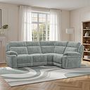 Emerson Left Hand Corner Electric Recliner Sofa in Plush Silver Fabric