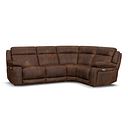 Emerson Left Hand Corner Electric Recliner Sofa in Ranch Dark Brown Fabric