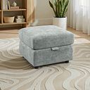 Emerson Storage Footstool in Plush Silver Fabric