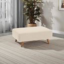 Evie Accent Footstool in Plain Ivory Fabric