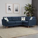 Evie Left Hand Corner Sofa in Blue Fabric