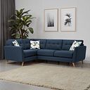 Evie Right Hand Corner Sofa in Blue Fabric