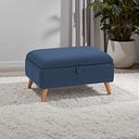 Evie Storage Footstool in Plain Blue Fabric