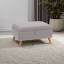 Evie Storage Footstool in Plain Silver Fabric