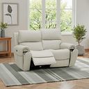 Ezra 2 Seater Electric Recliner with Power Headrest & Lumbar Support in Bone China Leather