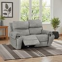 Ezra 2 Seater Electric Recliner with Power Headrest & Lumbar Support in Dexter Stone Fabric