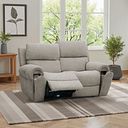Ezra 2 Seater Electric Recliner with Power Headrest & Lumbar Support in Hopsack Linen Fabric