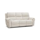 Ezra 3 Seater Electric Recliner with Power Headrest & Lumbar Support in Hopsack Natural Fabric