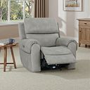 Ezra Electric Recliner Armchair with Power Headrest & Lumbar Support in Dexter Stone Fabric