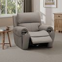 Ezra Electric Recliner Armchair with Power Headrest & Lumbar Support in Oyster Leather
