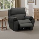 Ezra Electric Recliner Armchair with Power Headrest & Lumbar Support in Storm Leather