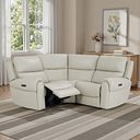 Ezra Group 1 Electric Recliner with Power Headrest & Lumbar Support in Bone China Leather