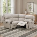 Ezra Group 1 Electric Recliner with Power Headrest & Lumbar Support in Darwin Mink Fabric
