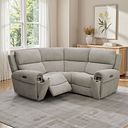 Ezra Group 1 Electric Recliner with Power Headrest & Lumbar Support in Hopsack Linen Fabric