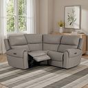 Ezra Group 1 Electric Recliner with Power Headrest & Lumbar Support in Oyster Leather