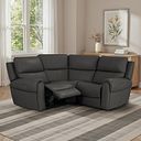 Ezra Group 1 Electric Recliner with Power Headrest & Lumbar Support in Storm Leather